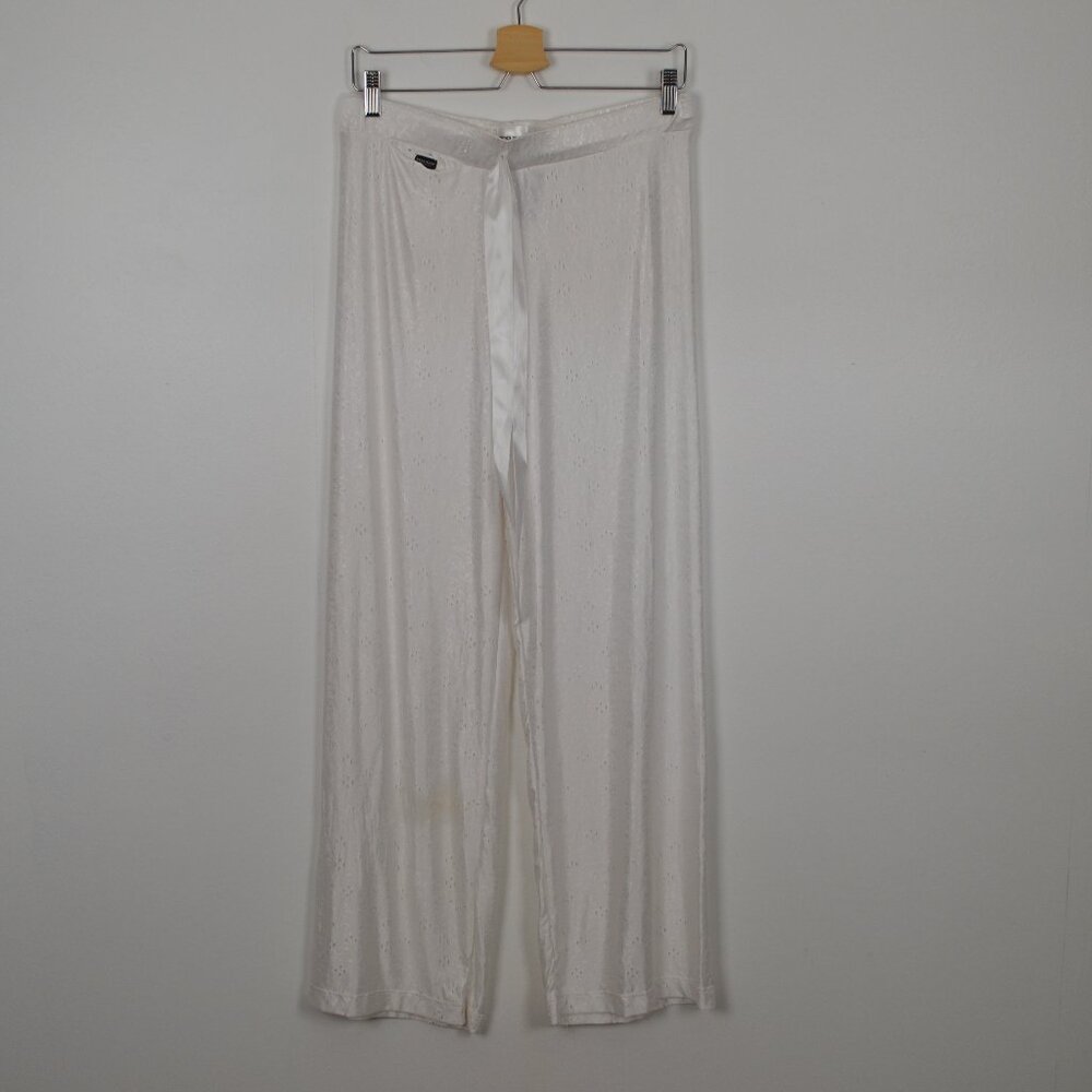 Foxers Lounge Pants Womens M Eyelet Design Drawstring Waist Soft Relaxed Fit